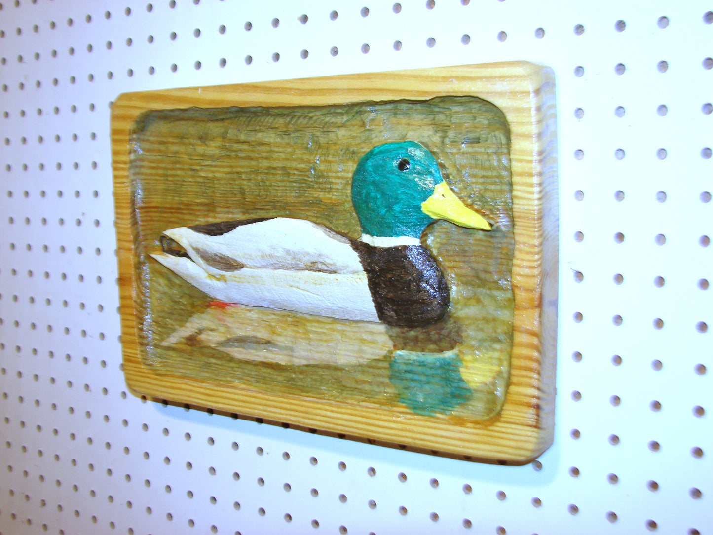 Chainsaw Carved Mallard Drake Relief wall art FREE SHIPPING