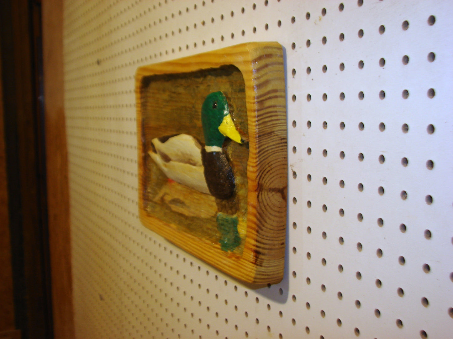 Chainsaw Carved Mallard Drake Relief wall art FREE SHIPPING