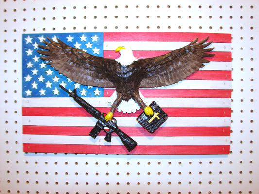 20" U.S. 1st and 2nd amendment Freedom Flag Wall Art FREE SHIPPING