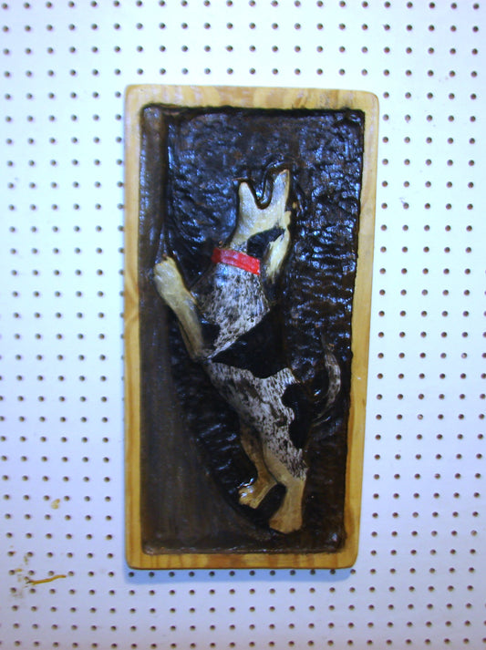 22" tall Bluetick Coon Hound Chainsaw Carved Wall Art FREE SHIPPING
